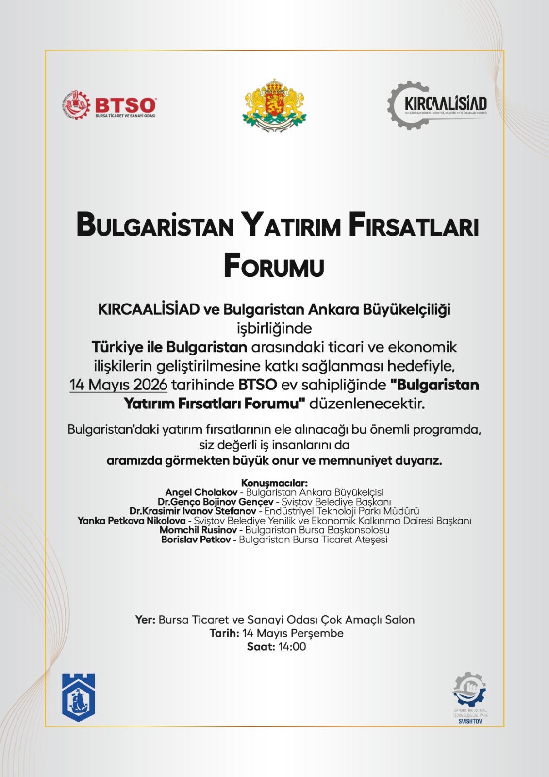 “Bulgaristan Yatırım Fırsatları Forumu” İş Dünyasını Bursa’da  Buluşturacak