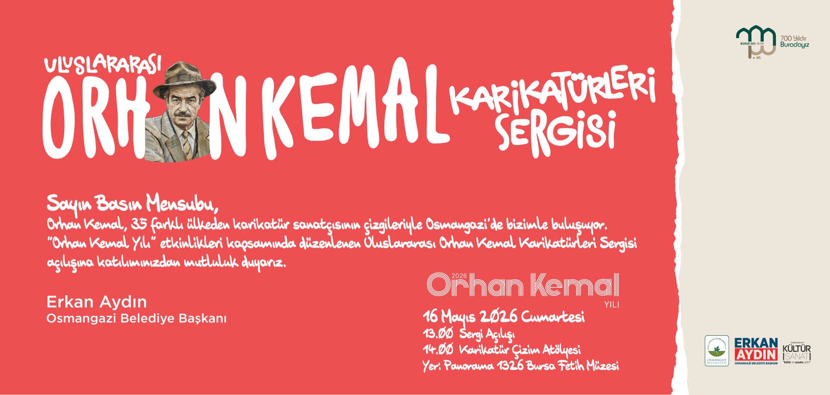 “Uluslararası Orhan Kemal Karikatürleri Sergisi” Sanatseverlerle Buluşuyor
