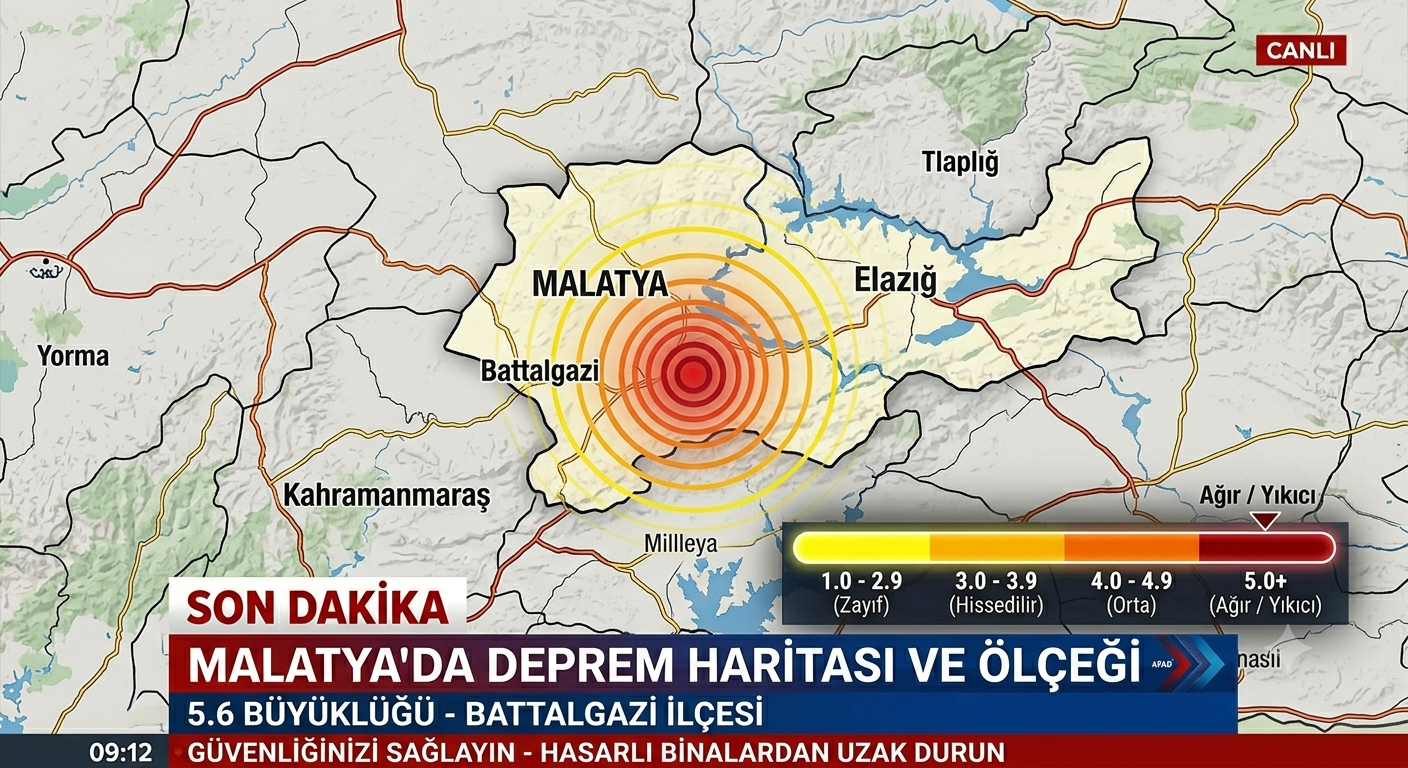 Malatya'da 5.6 Büyüklüğünde Şiddetli Deprem!