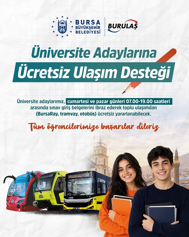 Bursa'da Üniversite Adaylarına Ücretsiz Ulaşım Desteği