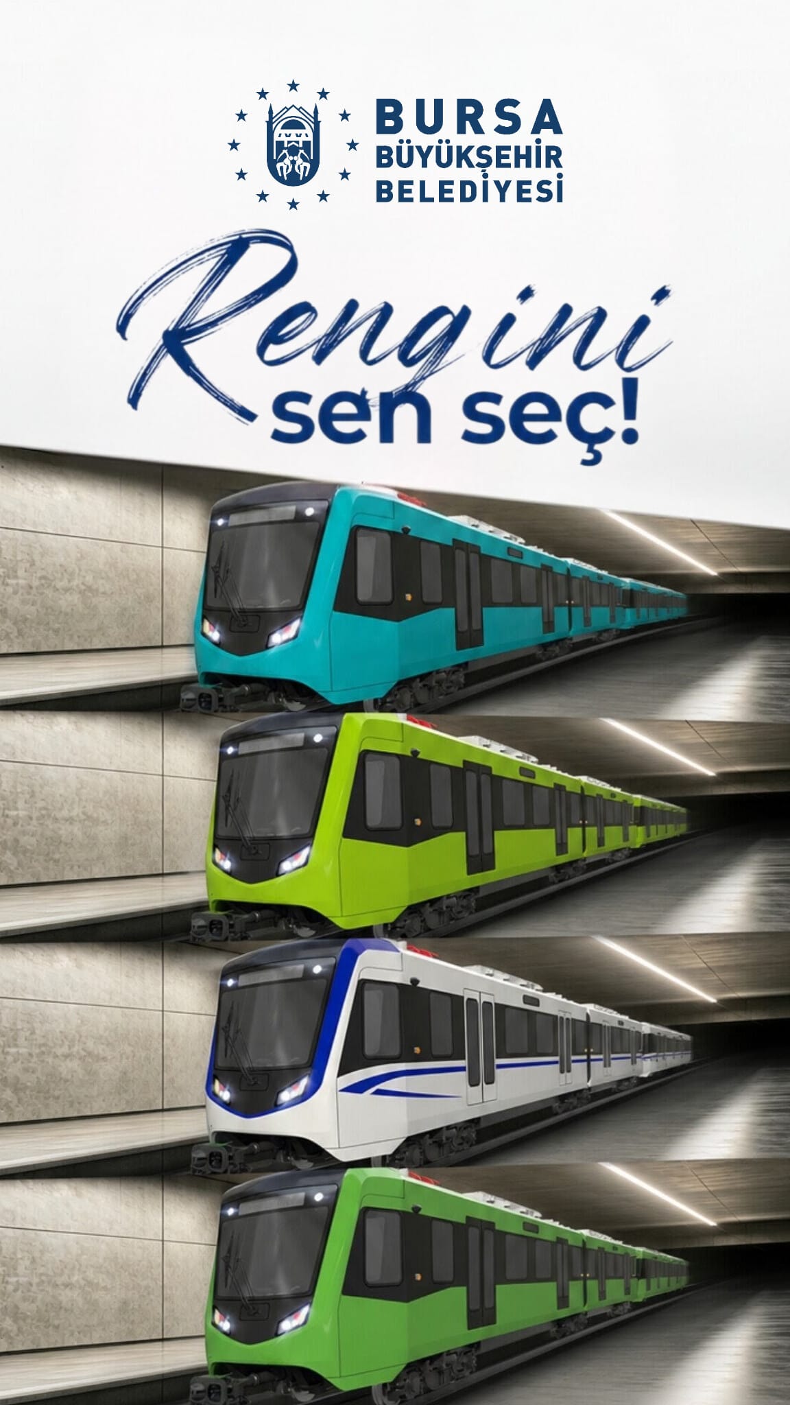 Büyükşehir, Yeni Raylı Sistem Araçlarının Renk Seçimini Vatandaşlara Bıraktı