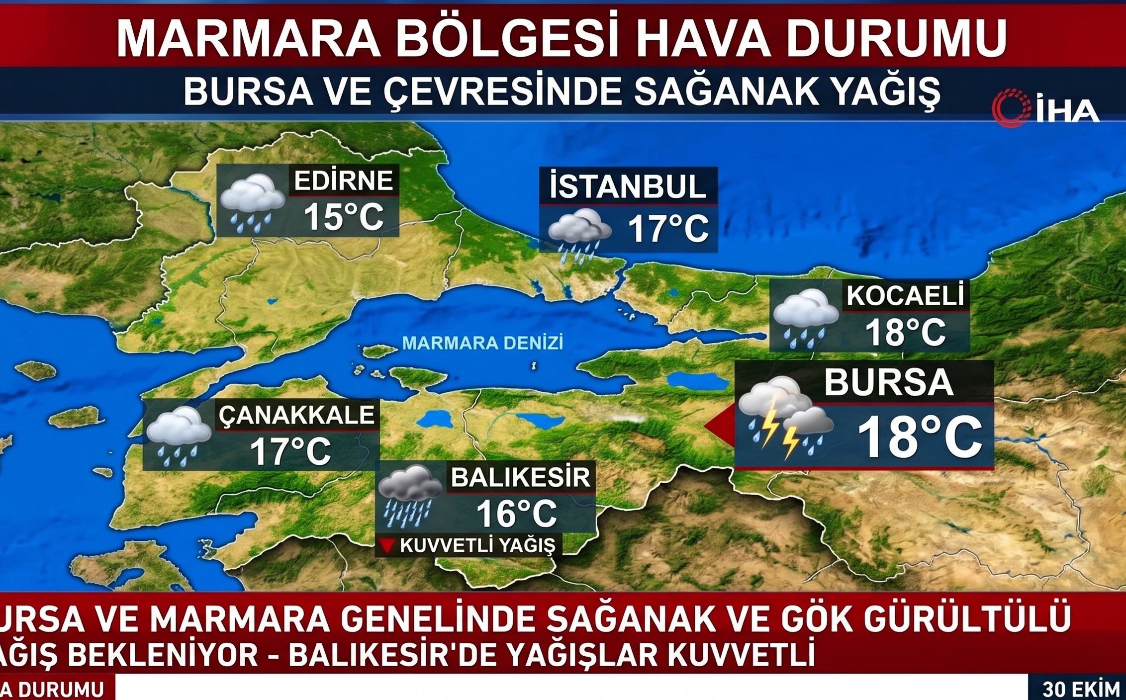 Marmara ve Bursa’da Sağanak Yağış Devam Ediyor
